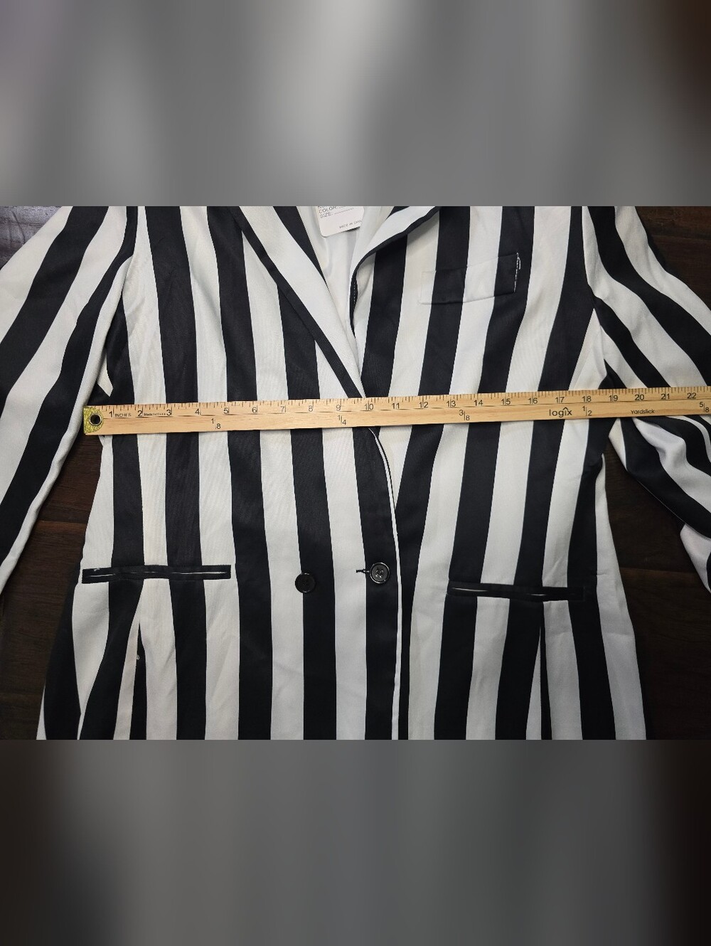NWT Moxeay Womens Black White Striped Beetlejuice Halloween Blazer XL - Picture 4 of 11